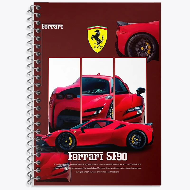 دفتر زبان 50 برگ خندالو مدل سه خط طرح فراری (Ferrari) کد F13634