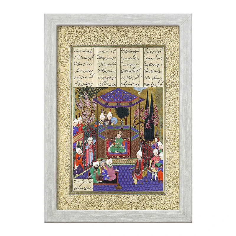 تابلو خندالو طرح نقاشی پاسخ دادن زال موبدان را اثر قدیمی گیلانی کد F12233