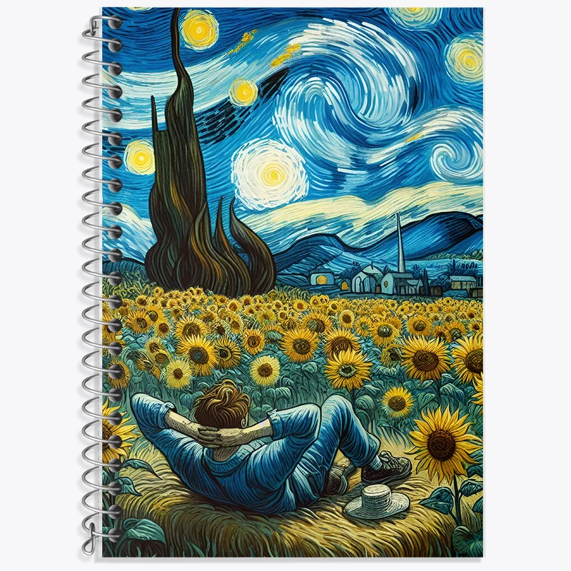 دفتر زبان دوخط 50 برگ خندالو طرح ونسان ونگوگ کد F8785