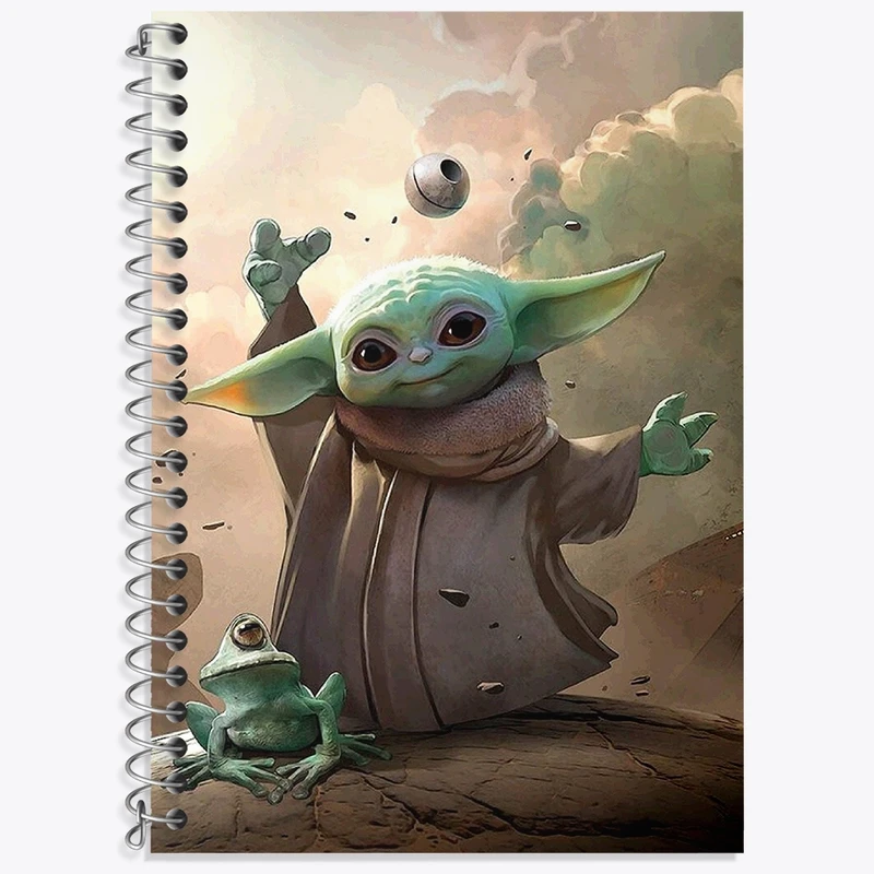 دفتر زبان 50 برگ خندالو مدل سه خط طرح بیبی یودا کد F3366