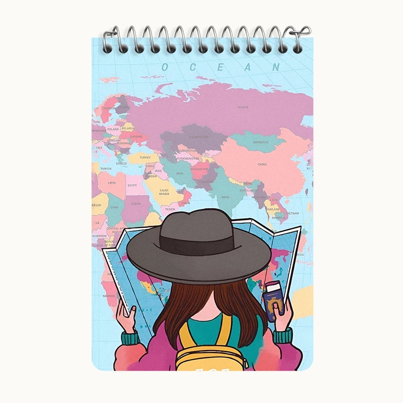 دفتر یادداشت 50 برگ خندالو طرح دختر جهانگرد کد F5943