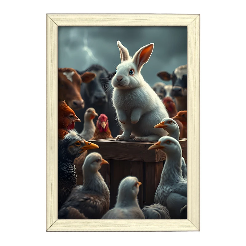 تابلو خندالو طرح خرگوش و حیوانات مزرعه کد F11667