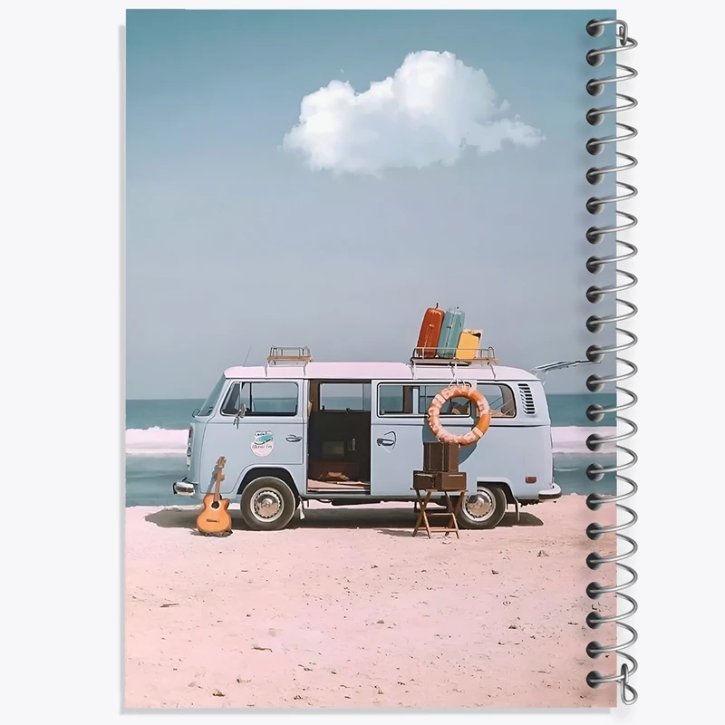 دفتر شطرنجی 50 برگ خندالو طرح فولکس واگن و سفر کد F3689