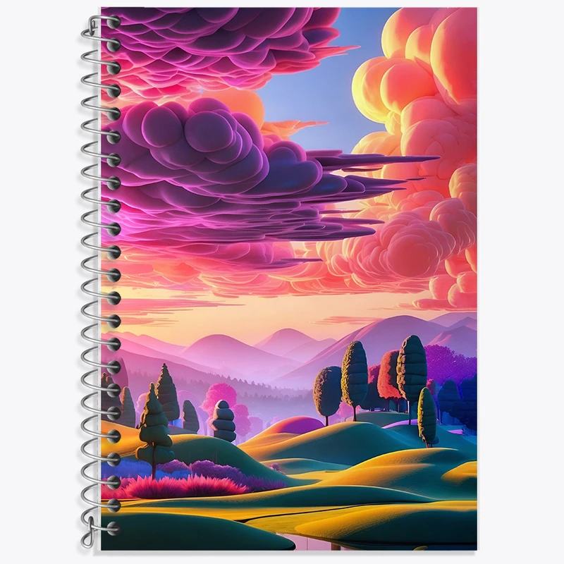 دفتر زبان دوخط 50 برگ خندالو طرح منظره کد F8902