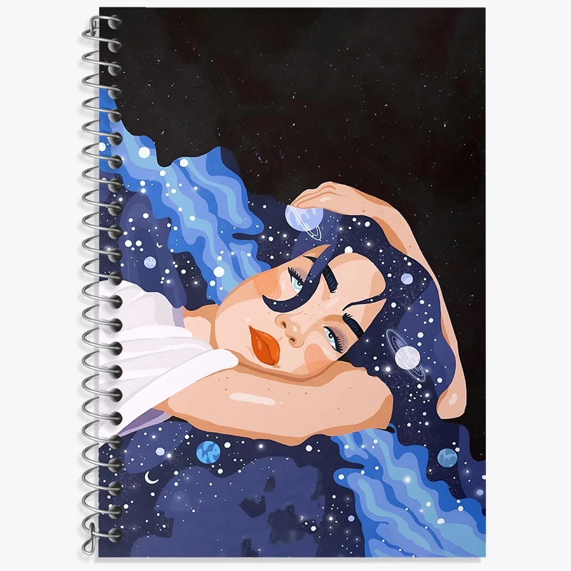 دفتر زبان دوخط 50 برگ خندالو طرح دخترانه ی کهکشانی کد F4473