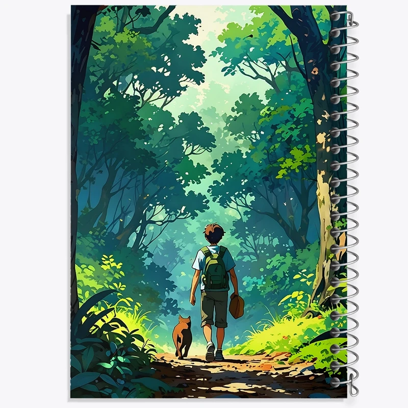 دفتر ژورنال نویسی 50 برگ خندالو مدل نقطه ای طرح پسر در جنگل کد F4548