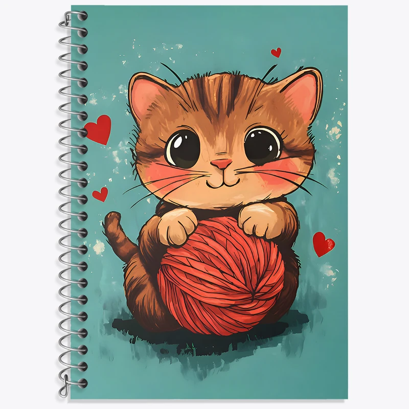 دفتر زبان 50 برگ خندالو مدل دو خط طرح گربه بامزه کد N6712