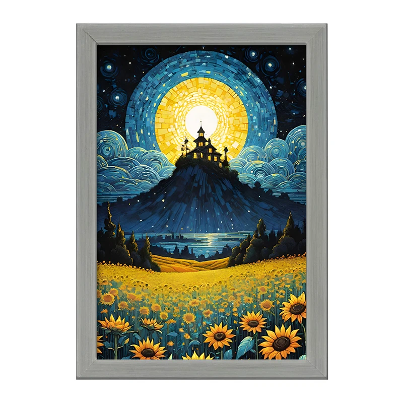 تابلو خندالو طرح مزرعه آفتابگردان کد F5090