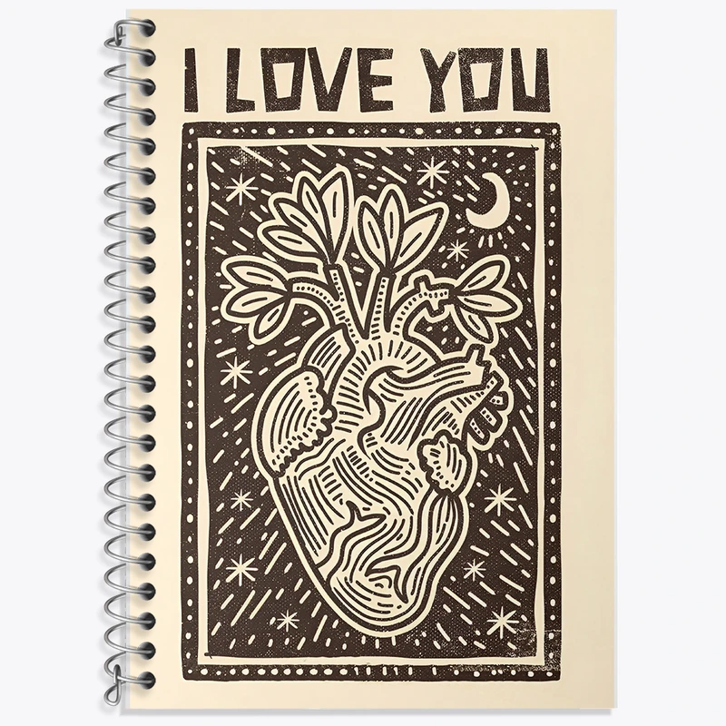 دفتر زبان 50 برگ خندالو مدل دو خط طرح I Love You کد F10120