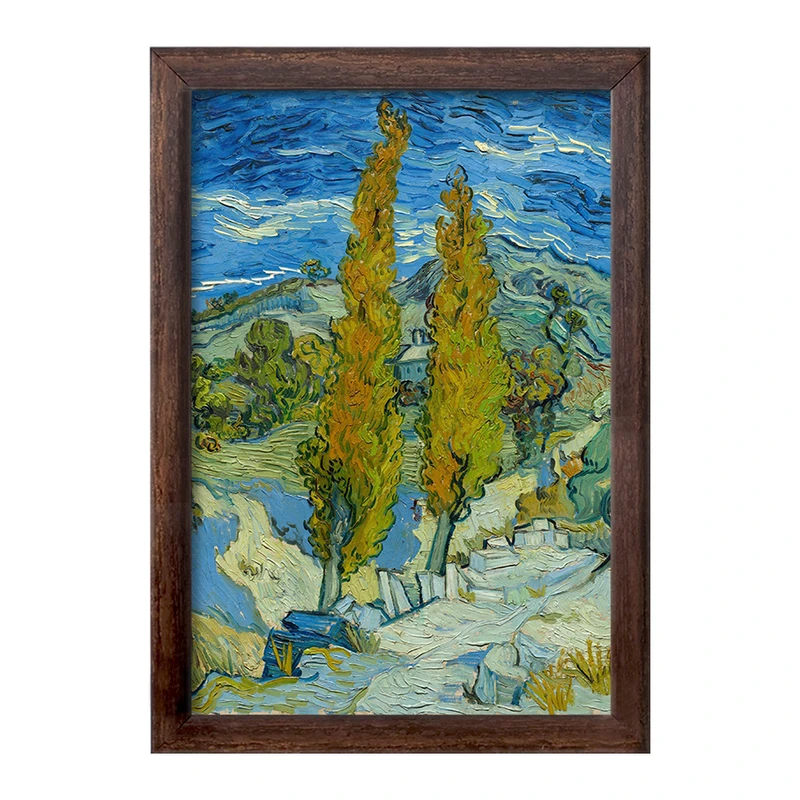 تابلو خندالو طرح نقاشی دو صنوبر در آلپیل نزدیک سن رمی اثر ونسان ونگوگ کد F12430