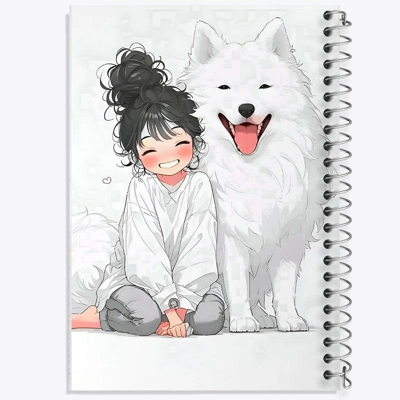 دفتر طراحی 50 برگ خندالو طرح دختر و سگ کد N3440