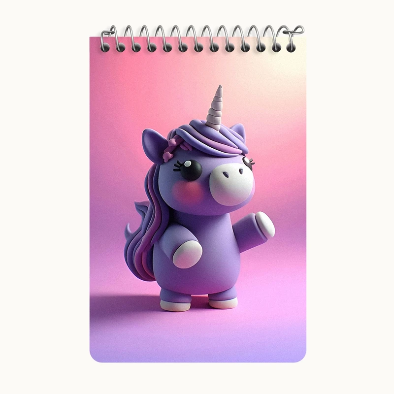 دفتر یادداشت 50 برگ خندالو طرح اسب تک شاخ کیوت کد F7989