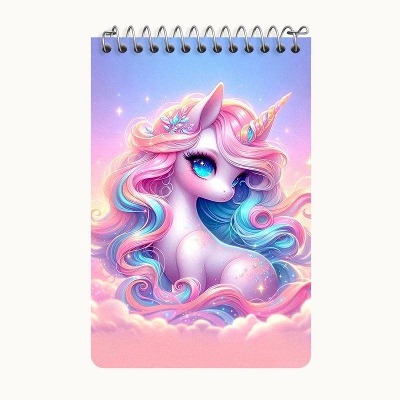 دفتر یادداشت 50 برگ خندالو طرح اسب تک شاخ کیوت کد F5357