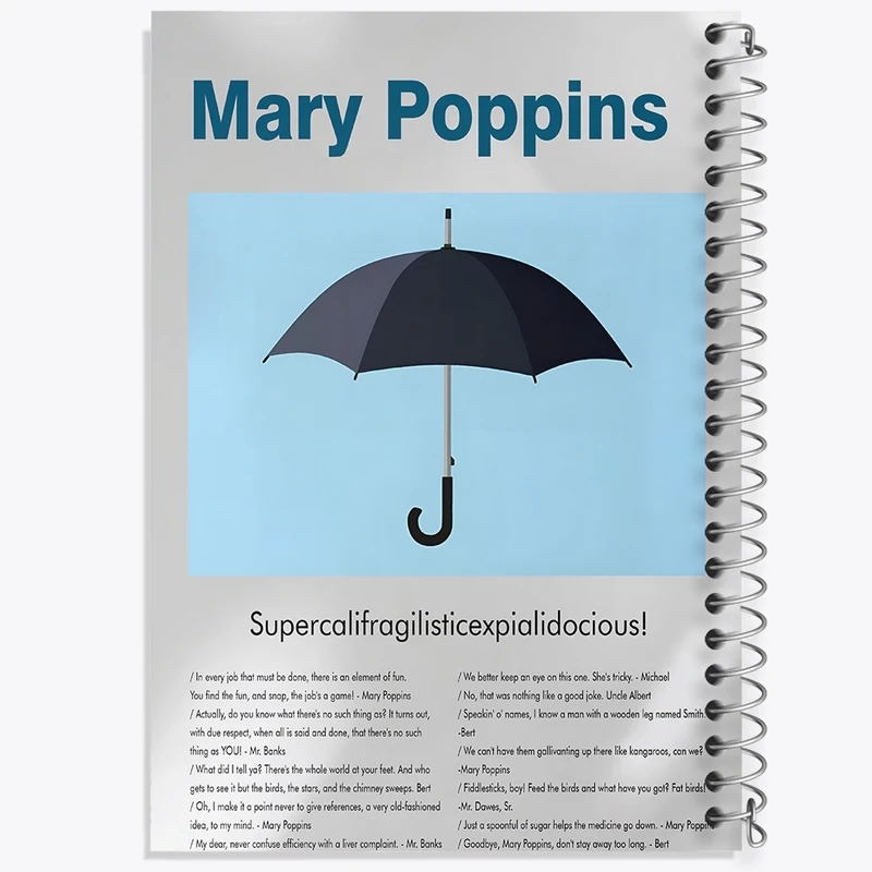 دفتر شطرنجی 50 برگ خندالو طرح مری پاپینز (Mary Poppins) کد F13841