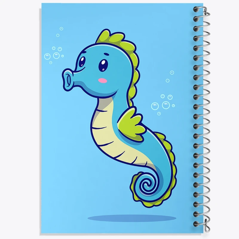 دفتر طراحی 50 برگ خندالو طرح حیوانات بامزه اسب دریایی کد 29681