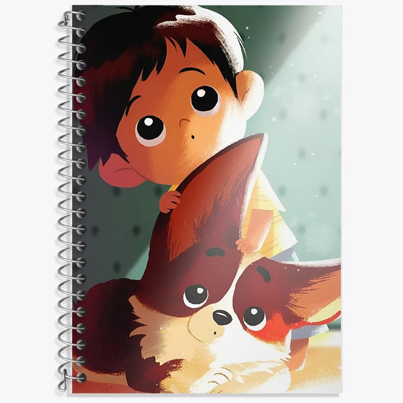 دفتر زبان 50 برگ خندالو مدل سه خط طرح پسر و روباه کد F10951