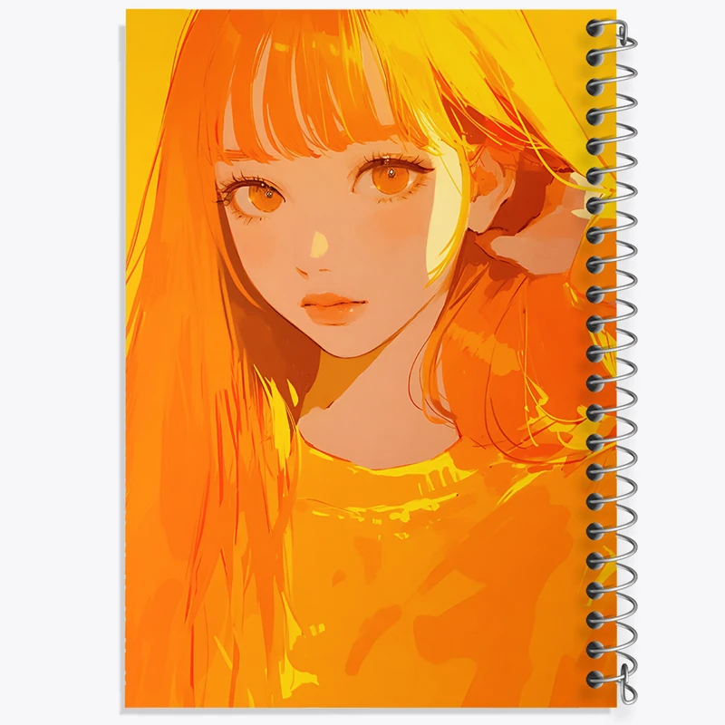 دفتر مشق 50 برگ خندالو طرح دختر مو نارنجی کد F9102