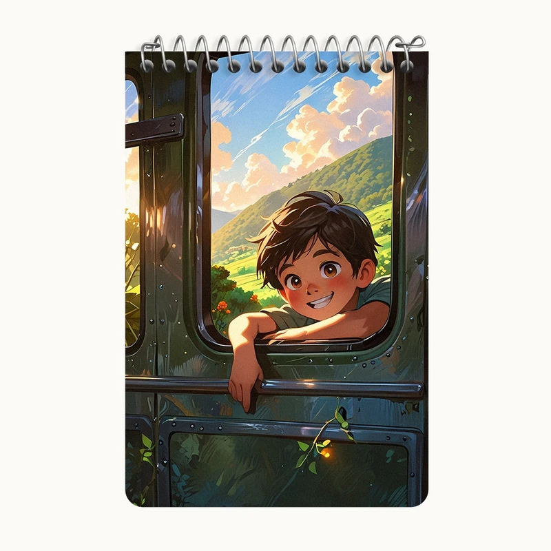 دفتر یادداشت 50 برگ خندالو طرح پسر و قطار متروکه کد F10990