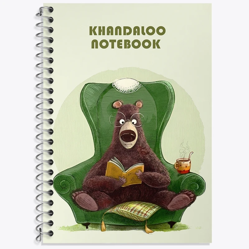 دفتر زبان 50 برگ خندالو مدل سه خط طرح خرس کتابخوان کد N6135