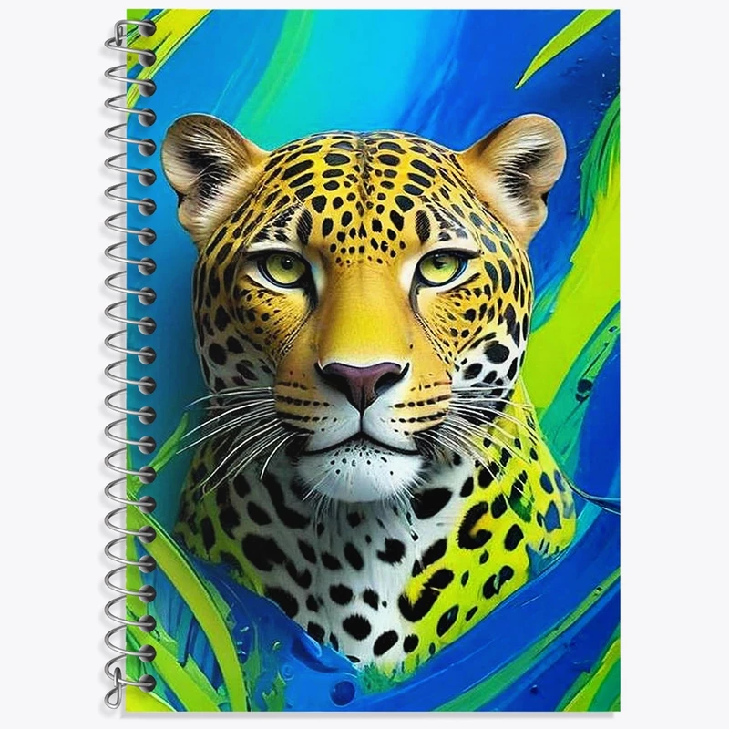 دفتر زبان 50 برگ خندالو مدل سه خط طرح پلنگ کد F3135