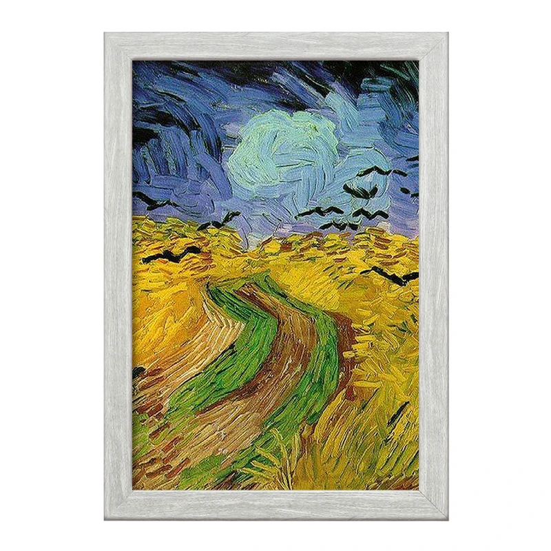تابلو خندالو طرح نقاشی گندم زار با کلاغ ها اثر ونسان ونگوگ کد 25461
