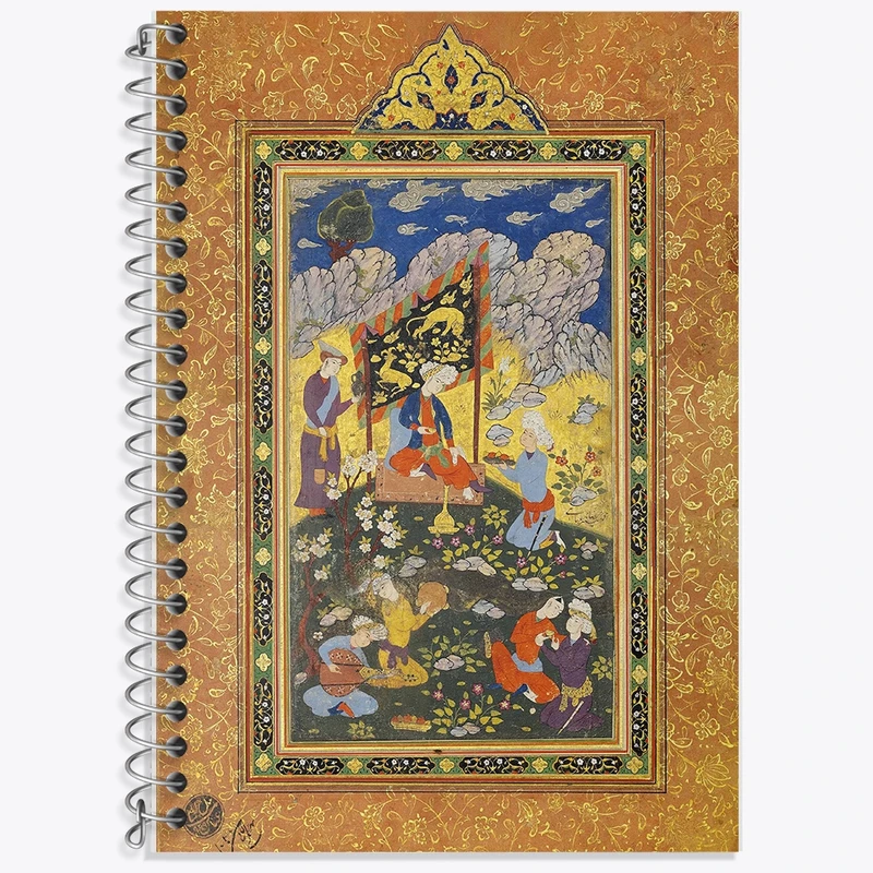 دفتر زبان 50 برگ خندالو مدل سه خط طرح نقاشی فرمانروا در تفرجگاه اثر هنرمند ناشناس ایرانی کد F12188