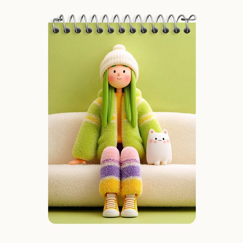 دفتر یادداشت 50 برگ خندالو طرح دخترانه بامزه کد N8361