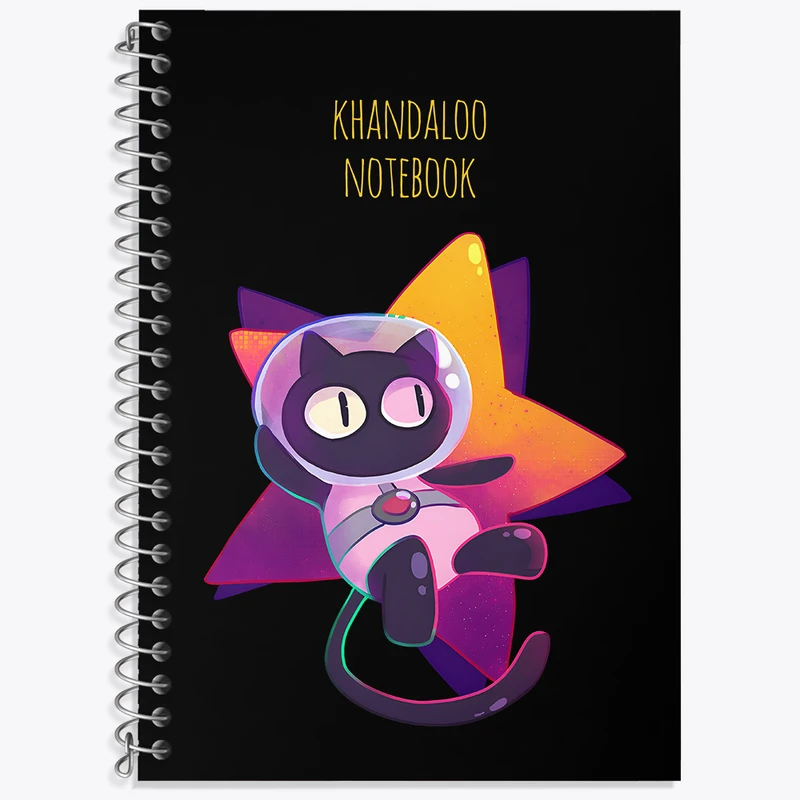 دفتر زبان 50 برگ خندالو مدل دو خط طرح گربه فضایی کد N8165