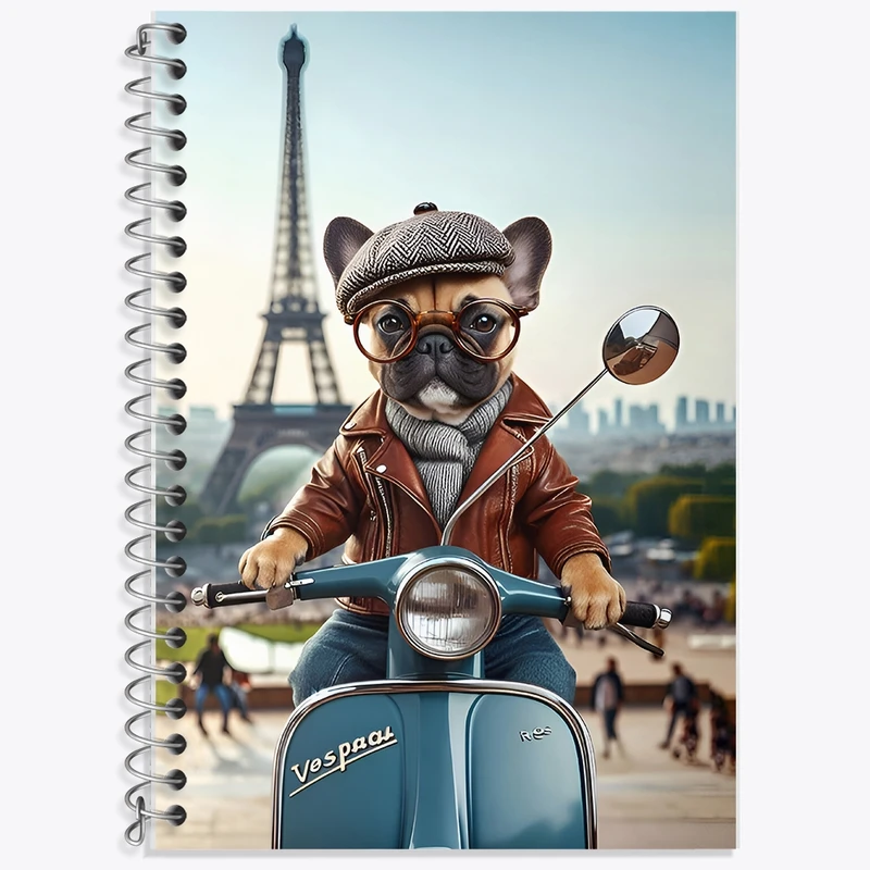 دفتر زبان 50 برگ خندالو مدل سه خط طرح سگ موتورسوار کد F9159