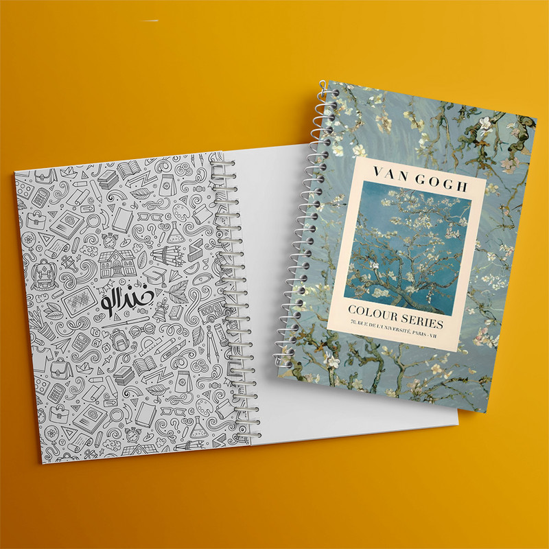 دفتر مشق 100 برگ خندالو طرح شکوفه بادام ونسان ونگوگ کد F10719