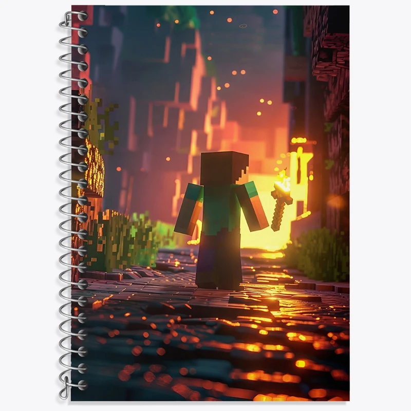 دفتر زبان 50 برگ خندالو مدل سه خط طرح ماینکرافت (Minecraft) کد F3550