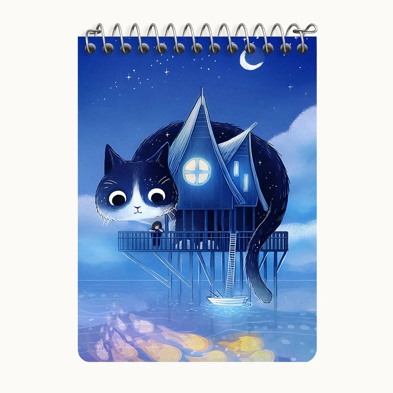دفتر یادداشت 50 برگ خندالو طرح دختر و گربه کد N6586