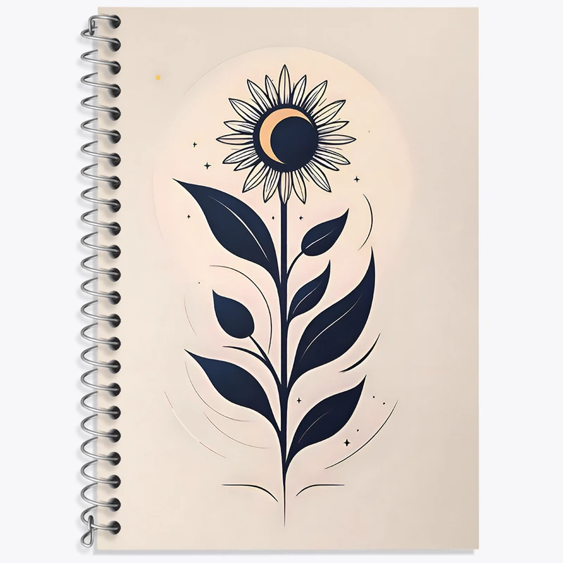 دفتر زبان 50 برگ خندالو مدل دو خط طرح گل و ماه کد N6741