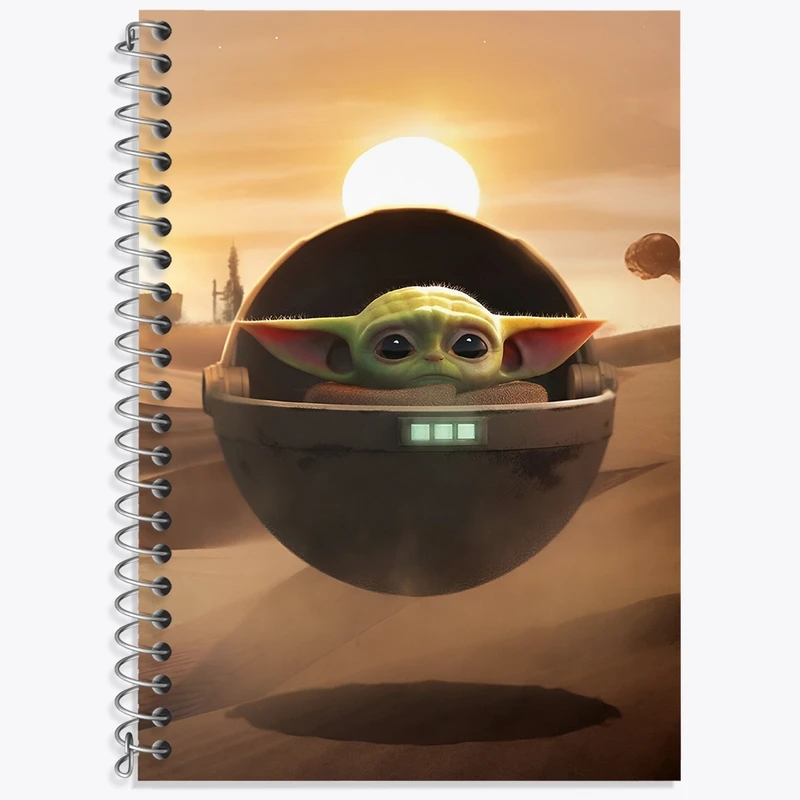 دفتر زبان 50 برگ خندالو مدل سه خط طرح بیبی یودا کد F3375