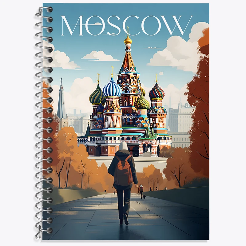 دفتر زبان 50 برگ خندالو مدل دو خط طرح مسکو (Moscow) کد F4939