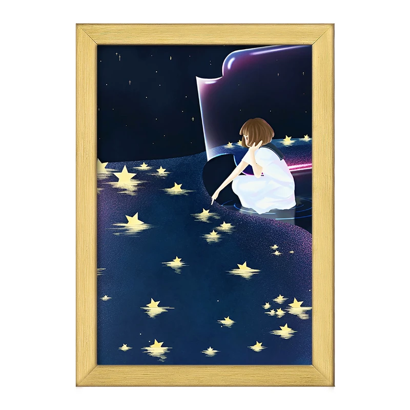 تابلو خندالو طرح دختر و ظرف ستاره کد F6432