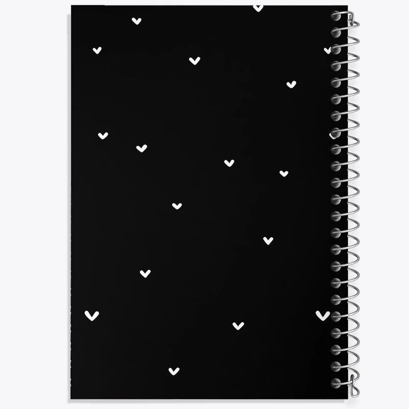 دفتر ژورنال نویسی 50 برگ خندالو مدل نقطه ای طرح پترن مشکی قلب کد F3865