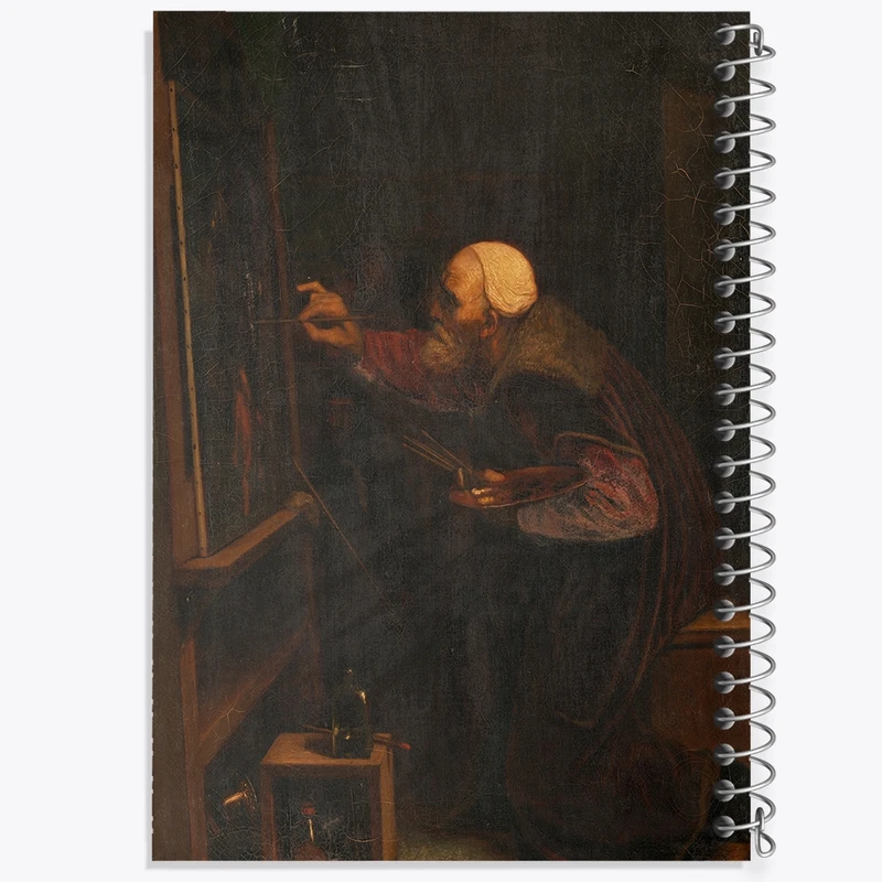 دفتر ژورنال نویسی 50 برگ خندالو مدل نقطه ای طرح نقاشی هنرمندی در حال کپی کردن نقاشی اثر لوئیس برود کد F12237