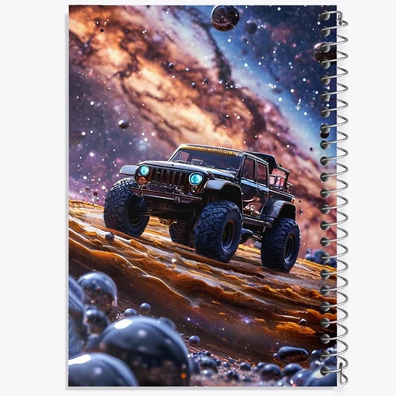 دفتر شطرنجی 50 برگ خندالو طرح ماشین آفرود و کهکشان کد F11524