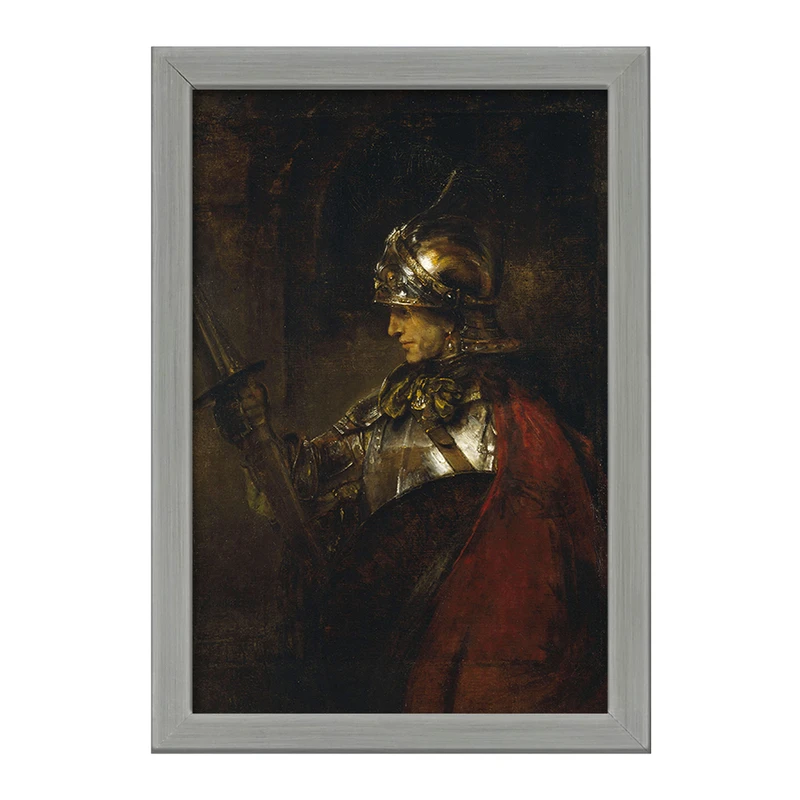 تابلو خندالو طرح نقاشی مرد زره‌ پوش اثر رمبراند کد F12190