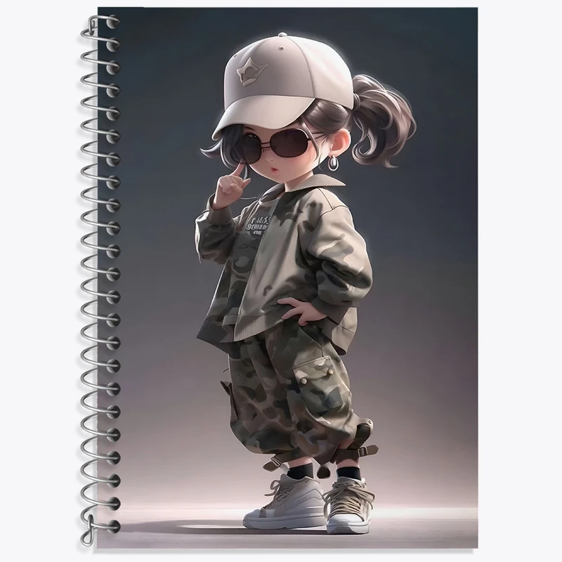 دفتر زبان 50 برگ خندالو مدل سه خط طرح دخترانه کد F4039