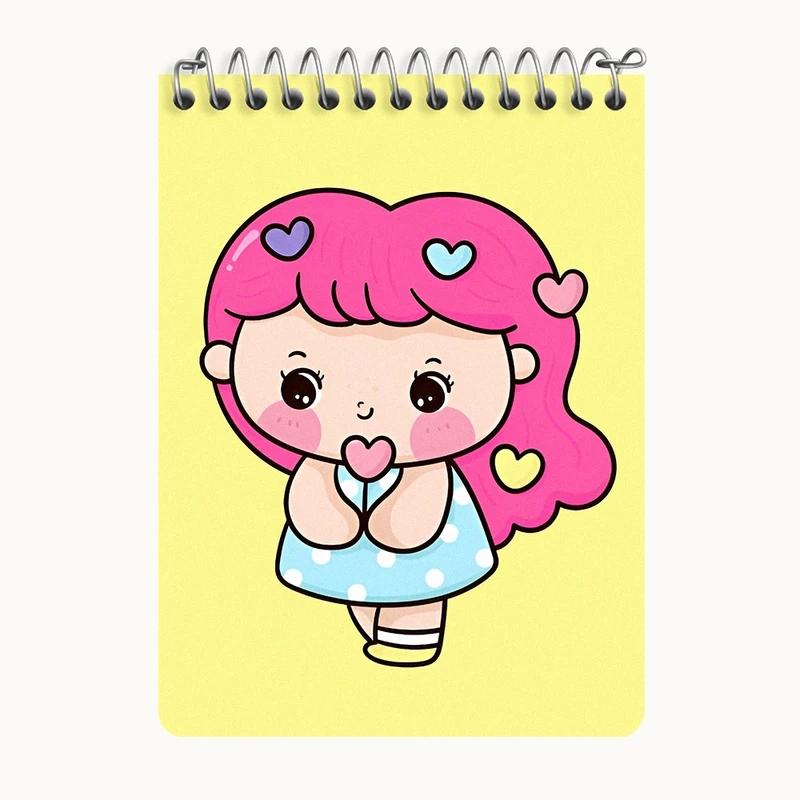 دفتر یادداشت 50 برگ خندالو طرح دخترانه کیوت کد N4151