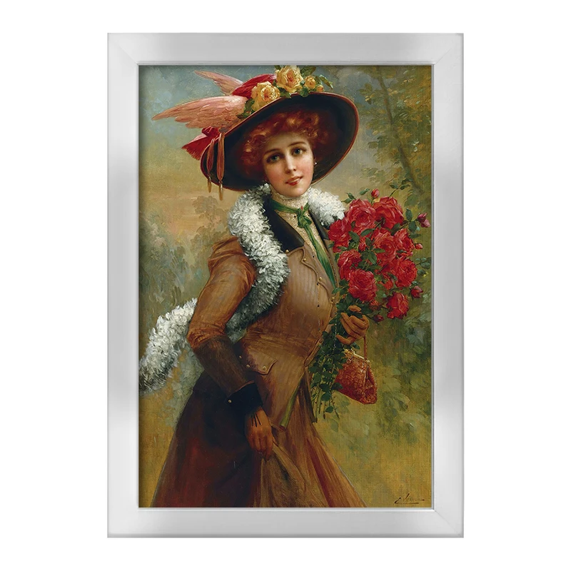 تابلو خندالو طرح نقاشی زیبا همچون یک گل رز اثر امیلی ورنون کد F12202