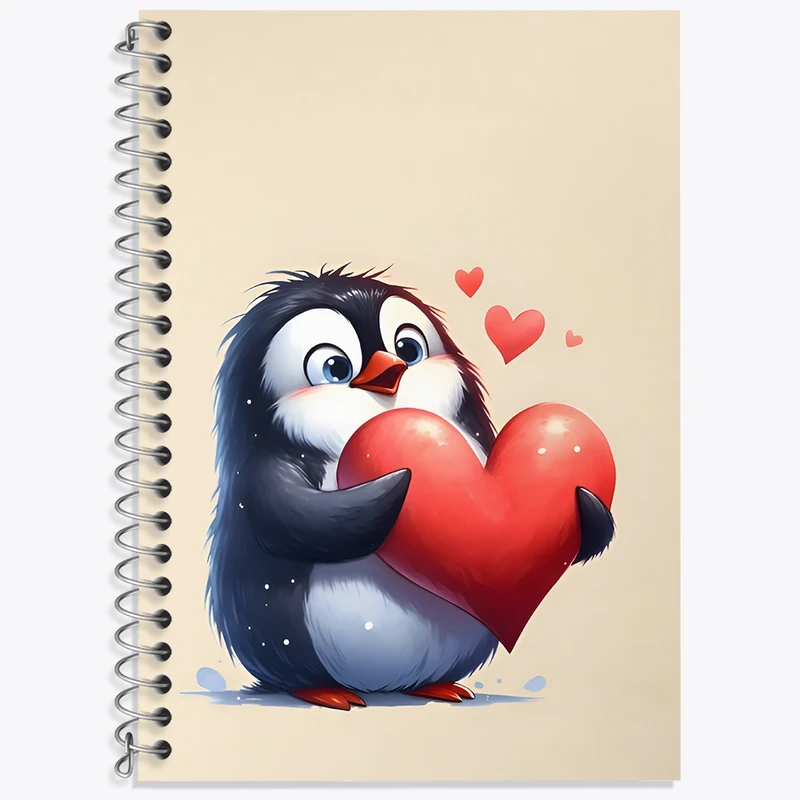 دفتر زبان 50 برگ خندالو مدل سه خط طرح پنگوئن بامزه کد N7055