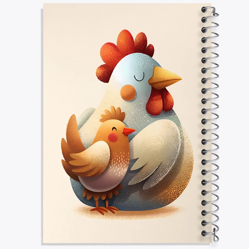 دفتر ژورنال نویسی 50 برگ خندالو مدل نقطه ای طرح مرغ و خروس کد N6731