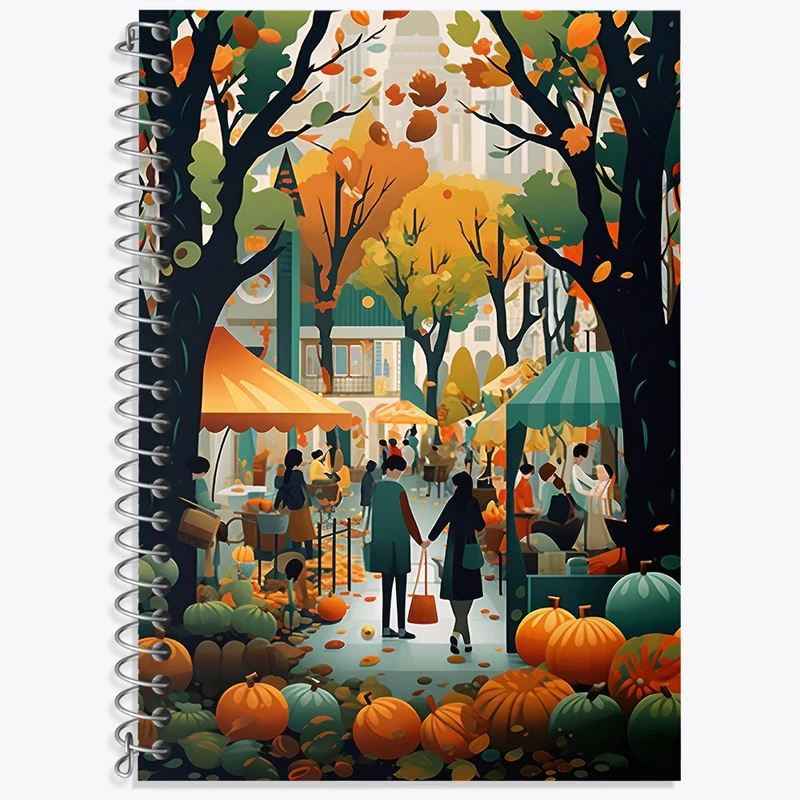 دفتر زبان 50 برگ خندالو مدل دو خط طرح خیابان پاییزی کد N6307