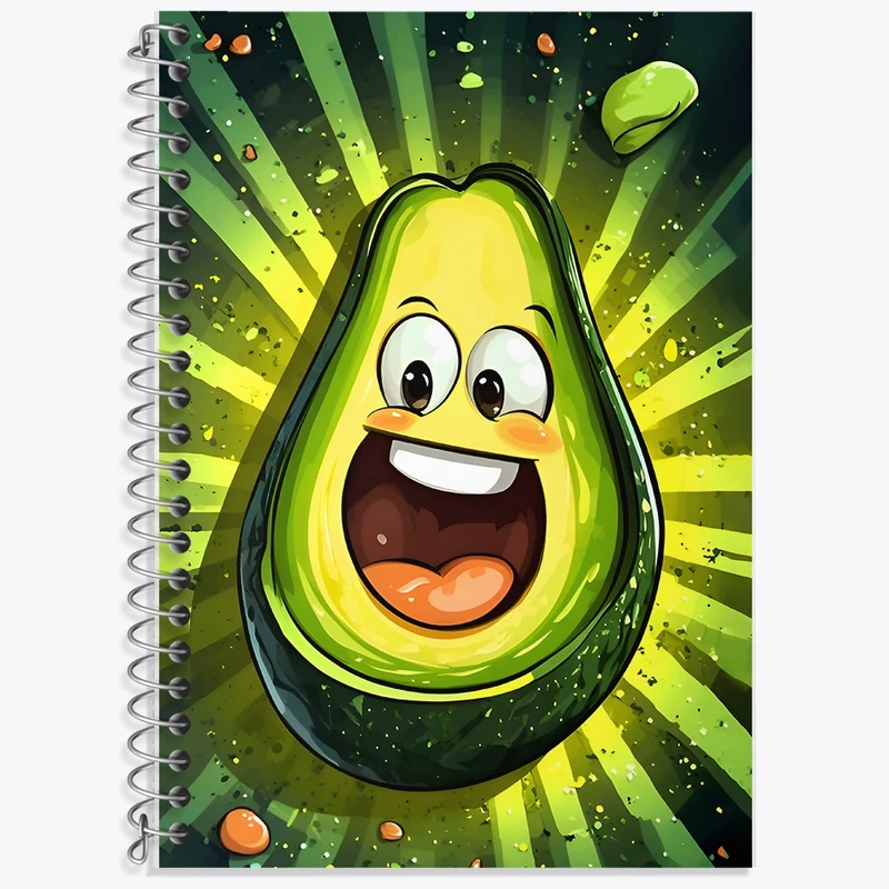 دفتر زبان 50 برگ خندالو مدل سه خط طرح آووکادو بامزه کد F9857