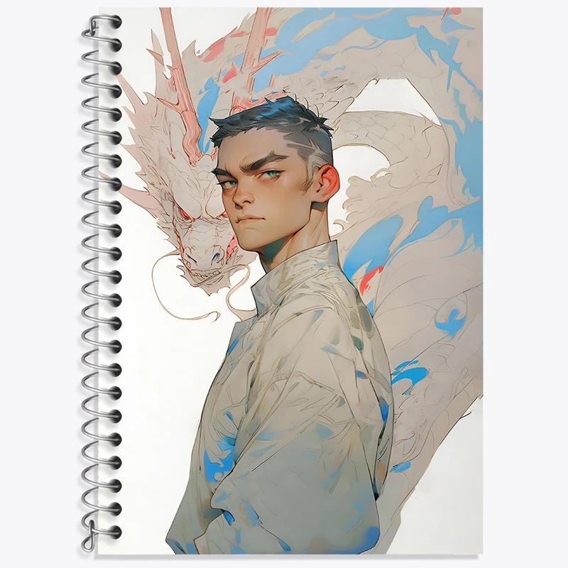 دفتر زبان 50 برگ خندالو مدل سه خط طرح پسر و اژدها کد F3421