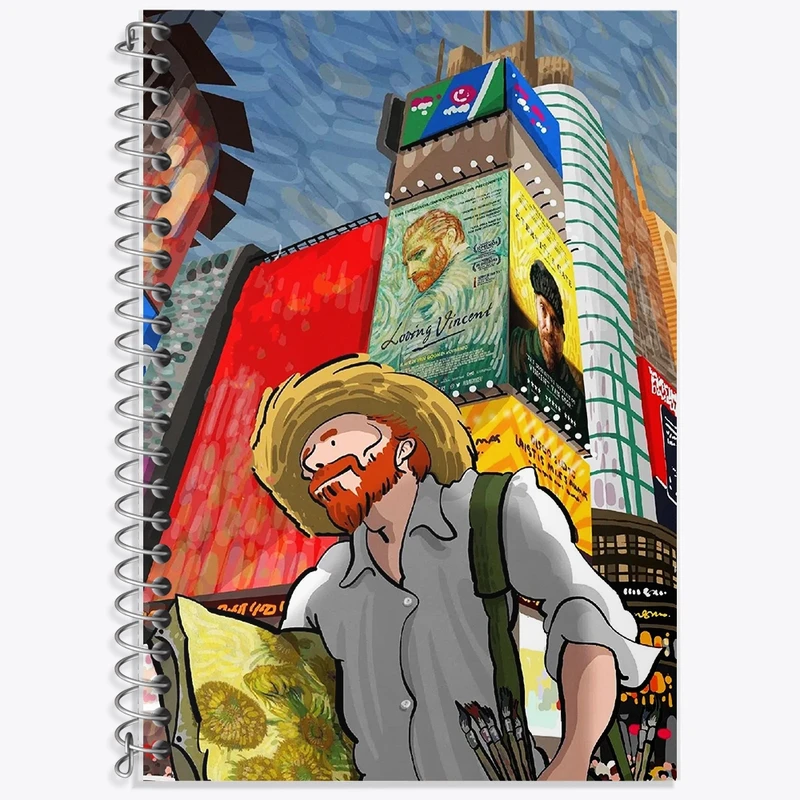 دفتر زبان 50 برگ خندالو مدل سه خط طرح ونسان ونگوگ کد F8800