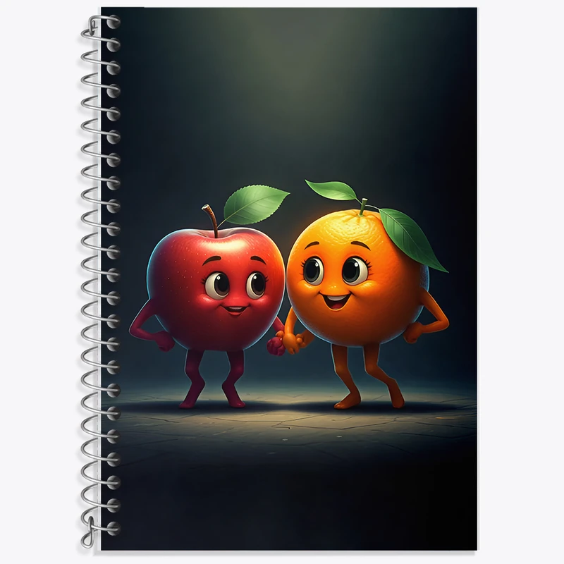 دفتر زبان 50 برگ خندالو مدل دو خط طرح سیب و پرتقال کد F11756